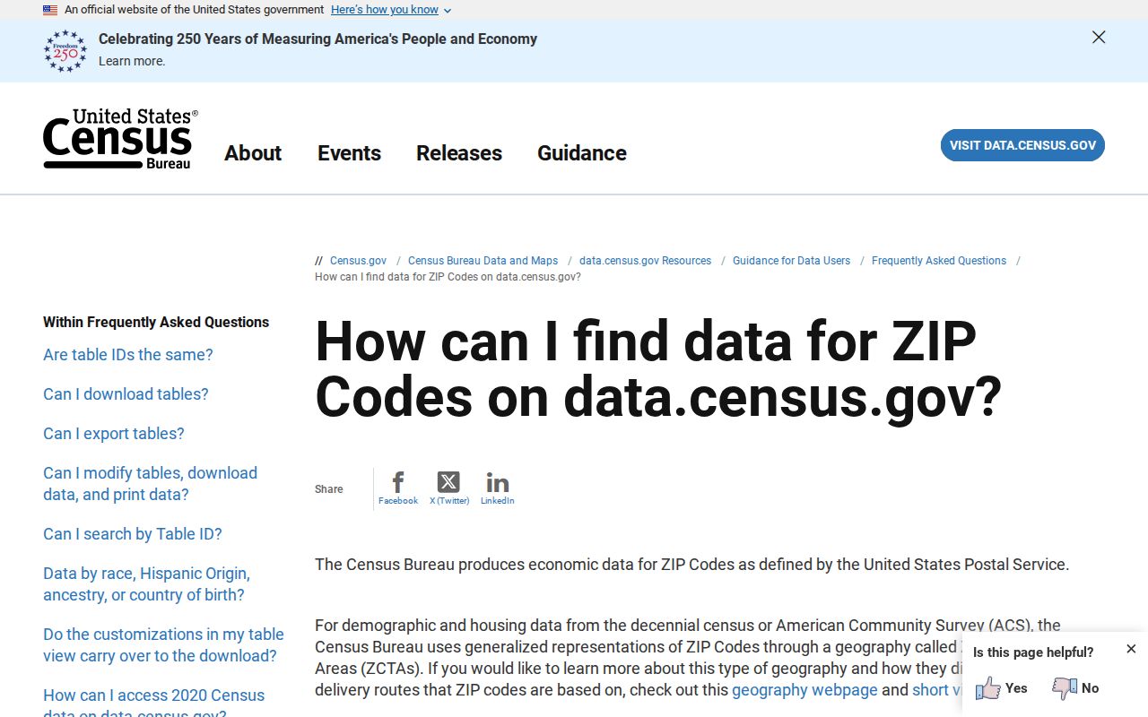 Middlesex County ZIP code directory Census ZCTA guidance